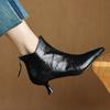 2025 Spring Vintage Pointed Toe Women Ankle Boots Fashion Thick Heel Shoes Concise Short Botas De Mujer