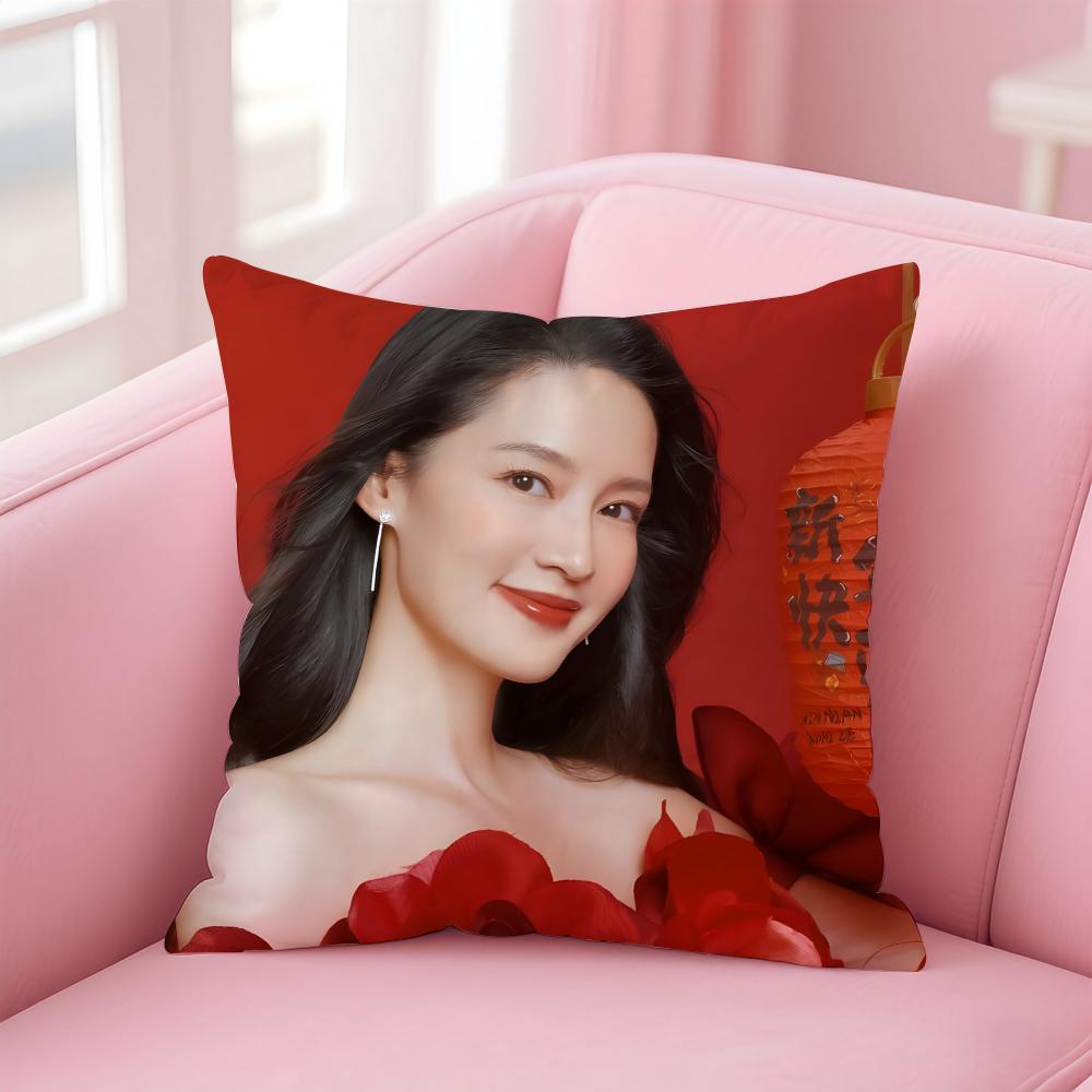 Popular fashion Elegant Chinese actress LLi Qin Cushion Cover Pillow Case Soft Friendly Fabric Concealed Zipper