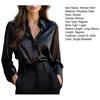 Women Shirt Lapel Long Sleeve Single Breasted Shirt Tops Smooth Fabric Satin Office Lady Shirt Versatile Autumn Wear