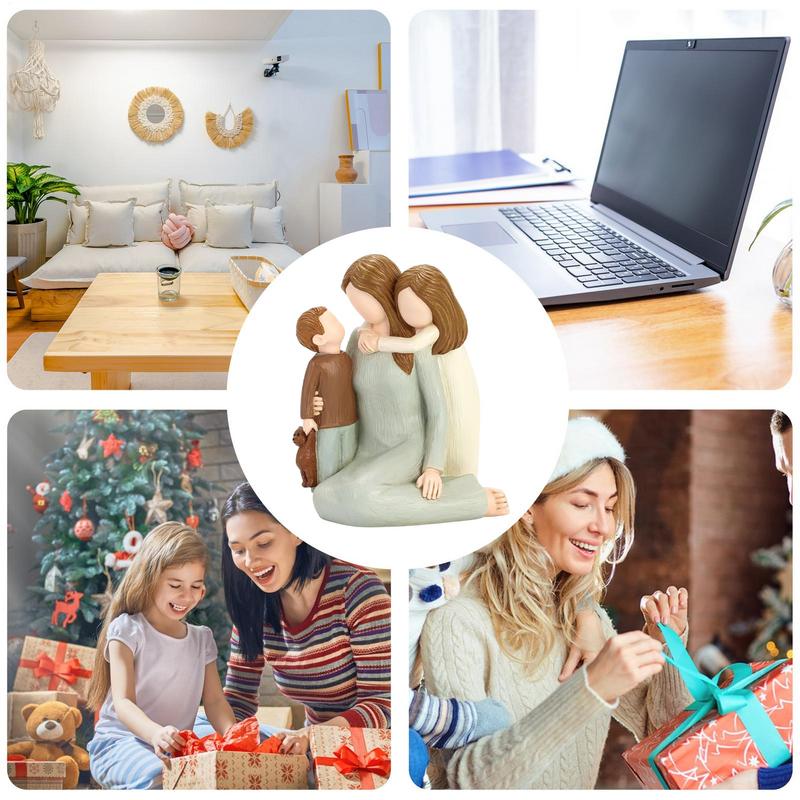 Mother Daughter Figurines Hand-Painted Mom Statue Family Figurines Meaningful Mom And Daughter Statue For Shelf Table Stand Or