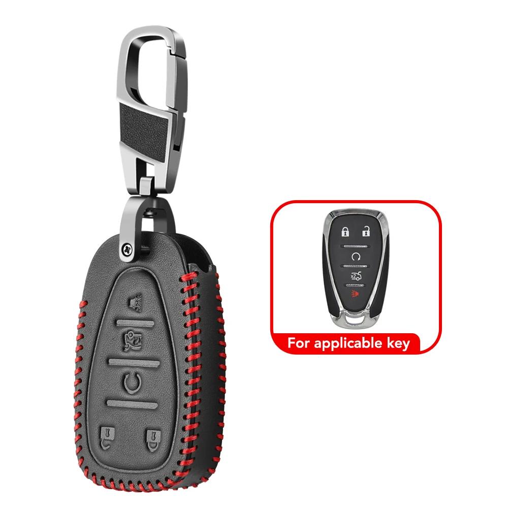 

Кожаный чехол для автомобильного ключа, чехол-брелок для Chevrolet Cruze Spark Sonic Camaro Volt Bolt Trax Malibu Captiva Lacetti Aveo 5 кнопок чёрный