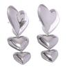 Yhpup Stainless Steel Heart Love Long Hanging Drop Earrings Women Waterproof Attractive Romantic High Quality Jewelry Gift