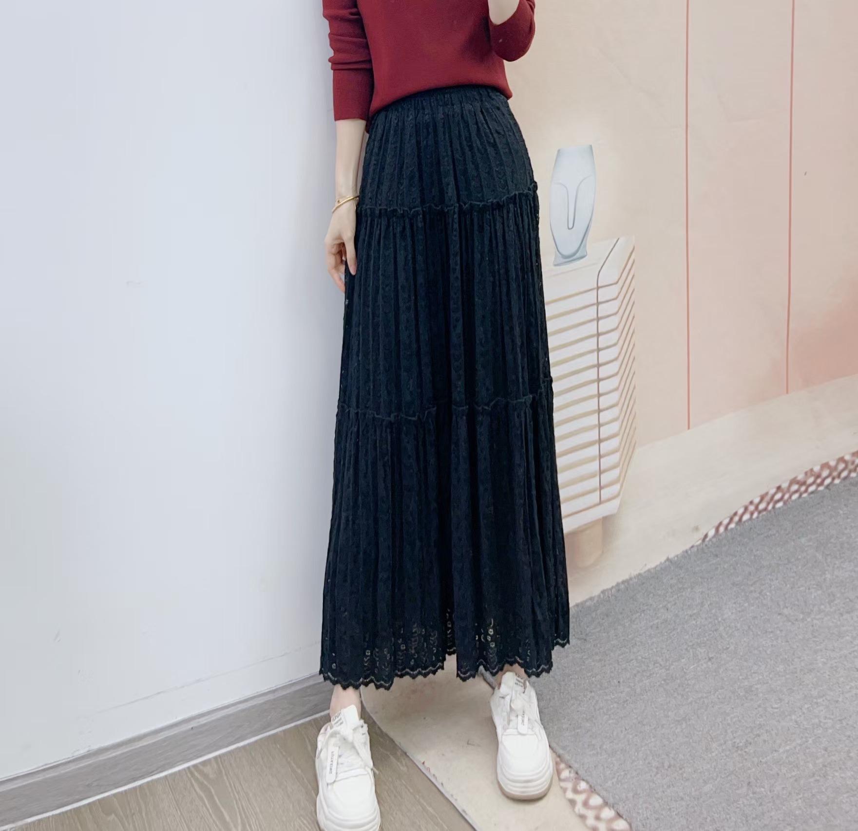 

Spring 2026 French Style Lace Skirt - New Fashionable Gentle Brushed Design 358/H6 One Size (90-130 kg) чёрный