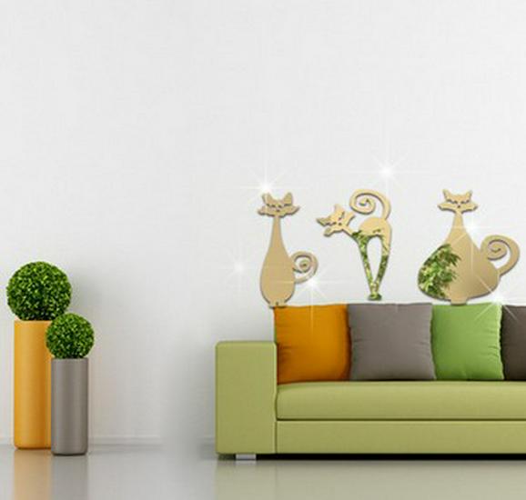 JM025-031 Drei Kätzchen 3D Glänzende Spiegelaufkleber