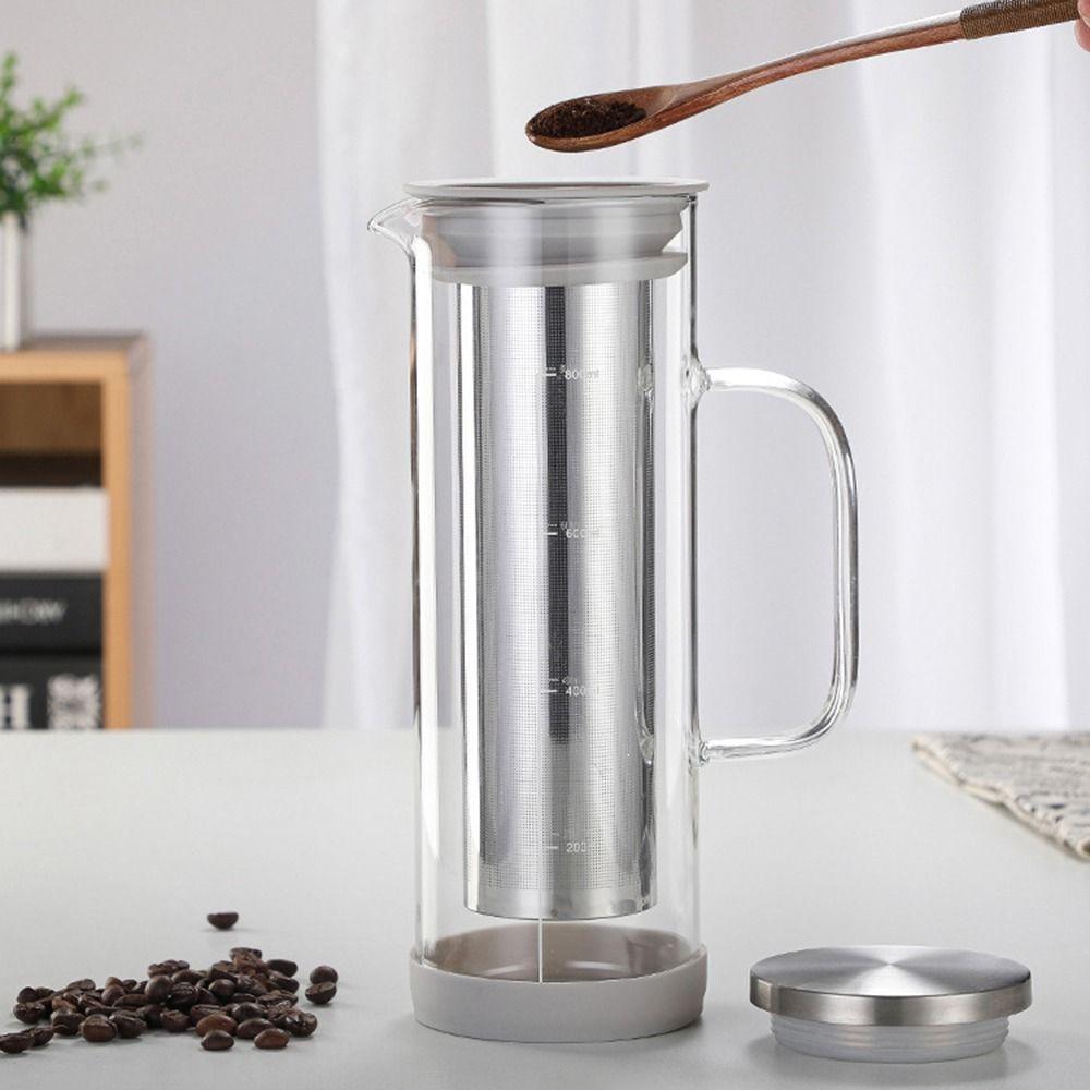 Infuseur en Acier à Mailles Fines Pichet à Café en Verre Grande Capacité pour Thé Glacé Café Cold Brew