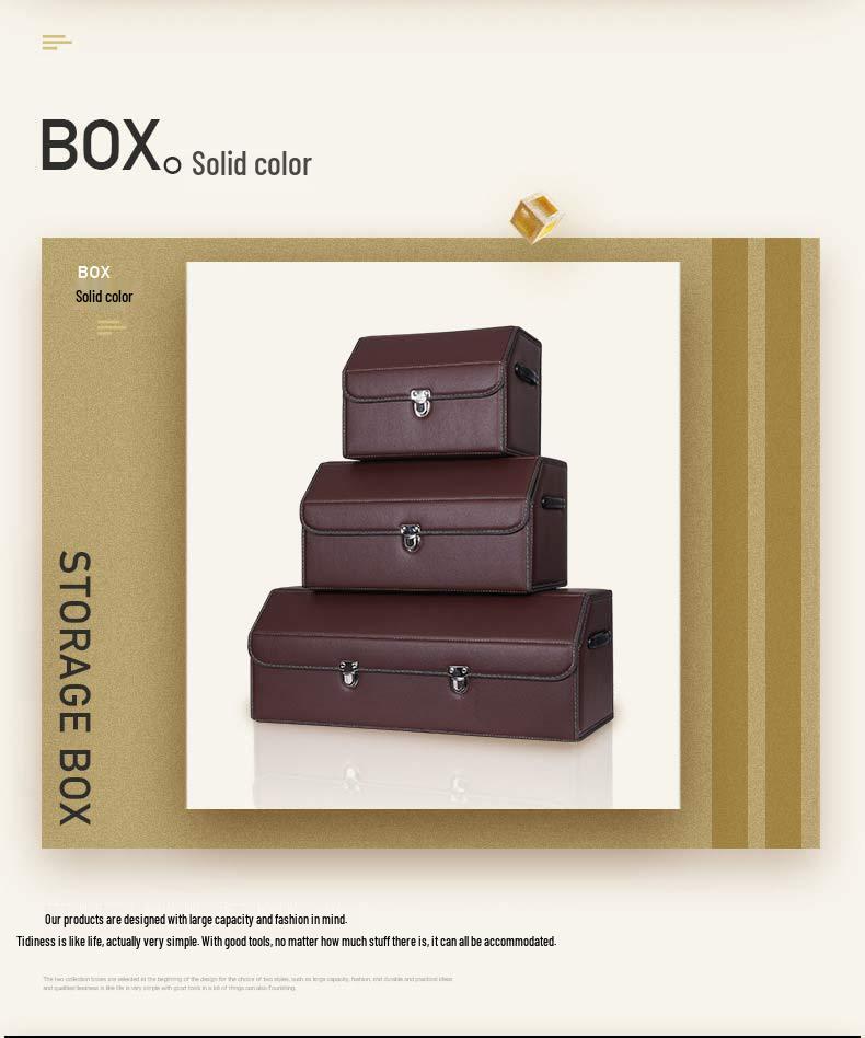 Leather Car Trunk Storage Box with Logo - Multifunctional Folding Organizer