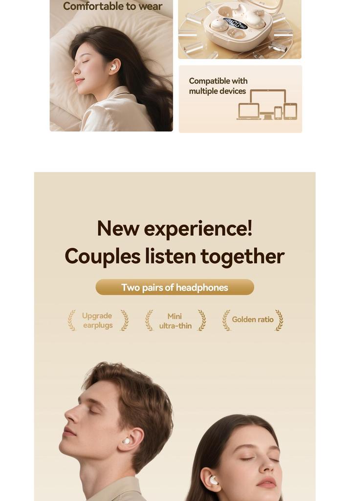 New Smart M126 Dual Bluetooth Sleep Earphones - 2 Pairs with Private Mold Design