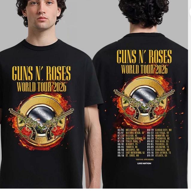 Guns Roses World Tour 2026 UK And Europe Tour Dates T-Shirt. 4XL