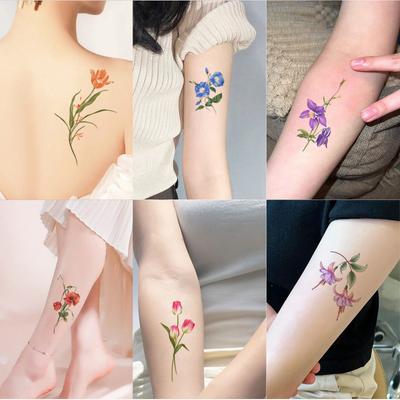 High Value, Small Fresh And Simple Tulips, Morning Glory, Plain Flower Tattoo Stickers