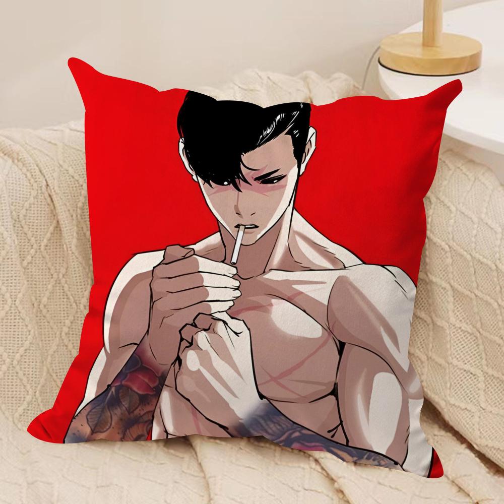 Korea Anime L-Lookism Cushion Cover Soft Plush Fabric Double-Sided Printed Sofa Cushion Cover For All Seasons Home Decor Gift