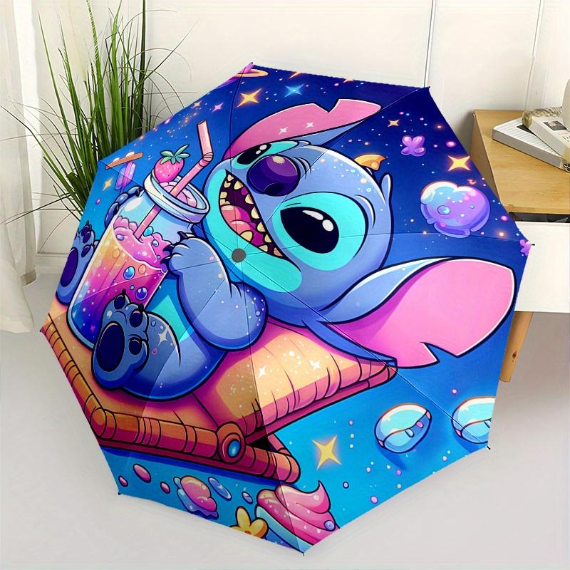 

Stitch, Cosmic Drink Themed Automatic opening and closing folding umbrella, 8-rib windproof, compact travel design, suitable for all occasio