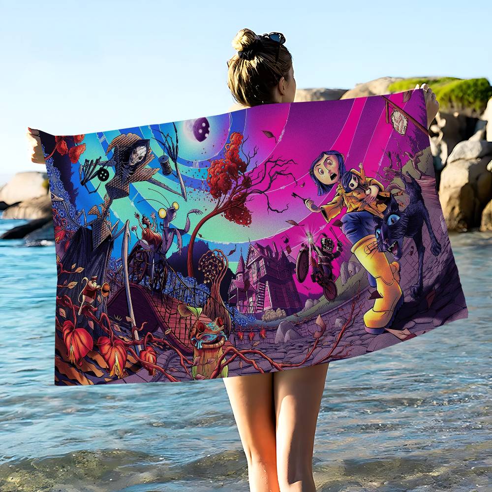 C-Coraline-S Microfiber Blanket Quick Drying Beach Towels Oversized Printing Super Absorbent Pool Towel Blanket