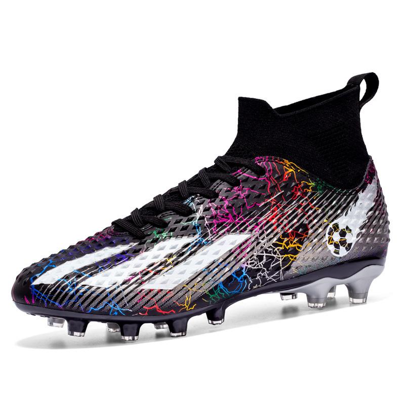 2025 Football Shoes High-top Boys and Children with Broken Nails and Spikes, Youth and Students Competition Artificial Turf Training Shoes
