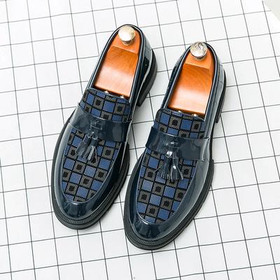 Modemarke Herren Loafer mit dicker Unterseite und Quasten-Design, karierte Business-Freizeitschuhe, formelle, bequeme Hochzeitsschuhe des Bräutigams
