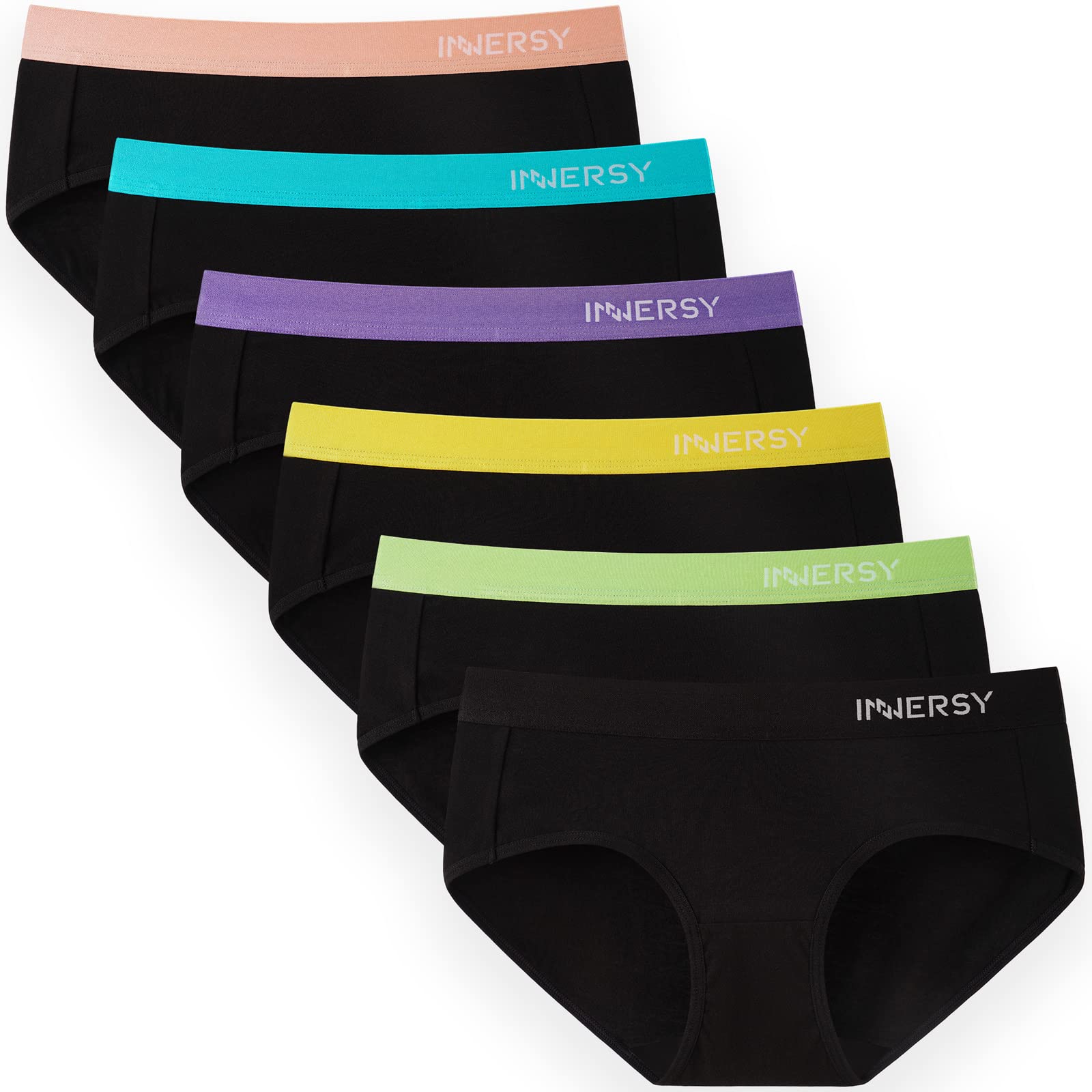 

Cotton Low Rise Shorts Underwear Set Cute Cotton Panties Set [INNERSY] Women s 6-Piece (Black, L)