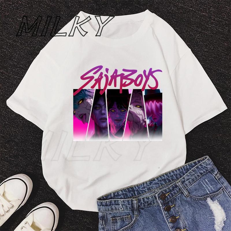

Anime Saja Boys T Shirt Women Casual Fashion Harajuku Kpop Demon Hunter Short Sleeve Crew Neck Korean Loose Unisex T Shirt 2XL