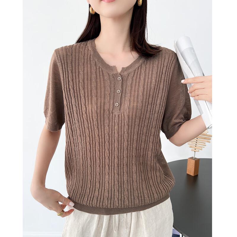 

Shetu Women s Summer Minimalist Knit Short Sleeve Top One Size