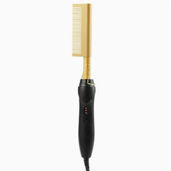 Dual-Use Electric Heated Copper Comb: Wet/Dry Straightener & Curling Wand