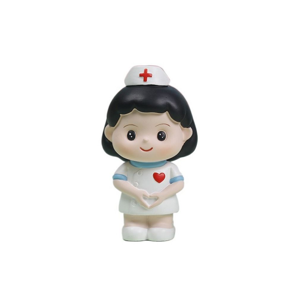 Handmade White Nurse Figurine Cartoon Nurse Baking Ornaments Funny Doctor Model  Desk