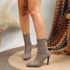 Ankle Boots Women Autumn Winter Stiletto Black Suede Leather Flock Sexy Nightclub Pumps Size 35~42 Party Shoe  De Mujer