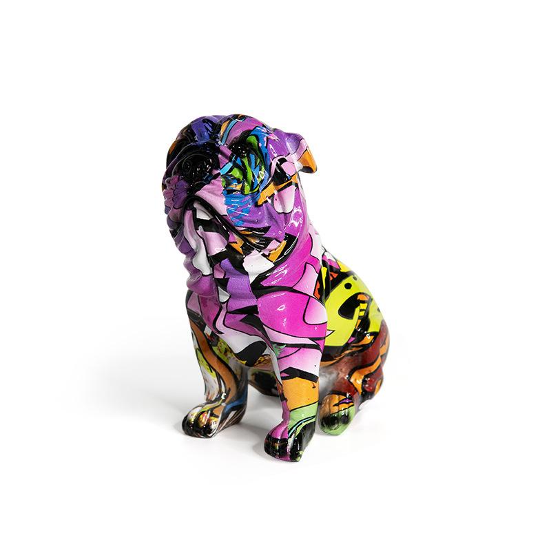 Colorful Sitting Top Posture Set of Two-eagle Dog Resin Crafts Home Use Living Room Decoration Porch Space-saving Ornaments