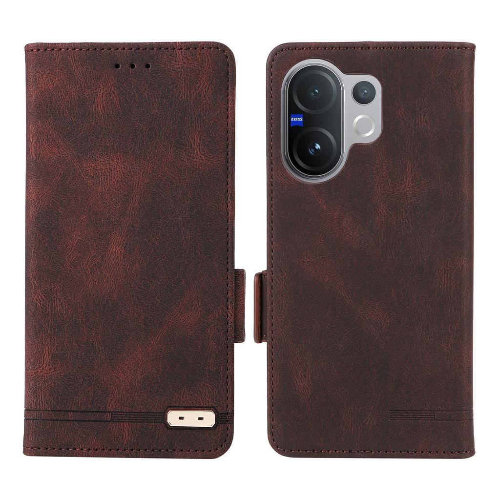 For Vivo V60 5G Case Leather Wallet Flip Phone Cover with Hardware Decor