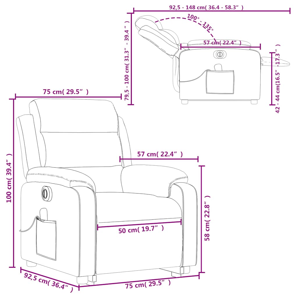 Recliner Chair with Lift Function Electric Red Faux Leather