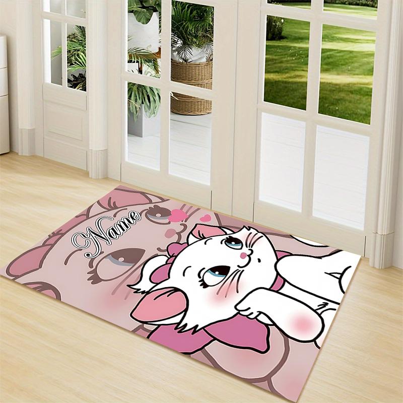 Custom Name Pink Cats Theme Carpet Rug Customizable Soft Washable Anti-Slip Home Living Room Sofa Mats Personalized Rug. 0909415