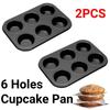 2 Stück Leicht zu reinigen 4/6 Tassen Pfannkuchenform aus Karbonstahl Antihaft-Muffin-Backform Runde Verdickte Kuchenform Dessertzubereitung
