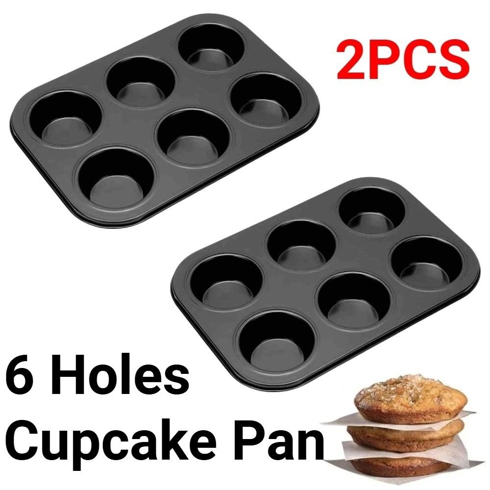 2 Stück Leicht zu reinigen 4/6 Tassen Pfannkuchenform aus Karbonstahl Antihaft-Muffin-Backform Runde Verdickte Kuchenform Dessertzubereitung