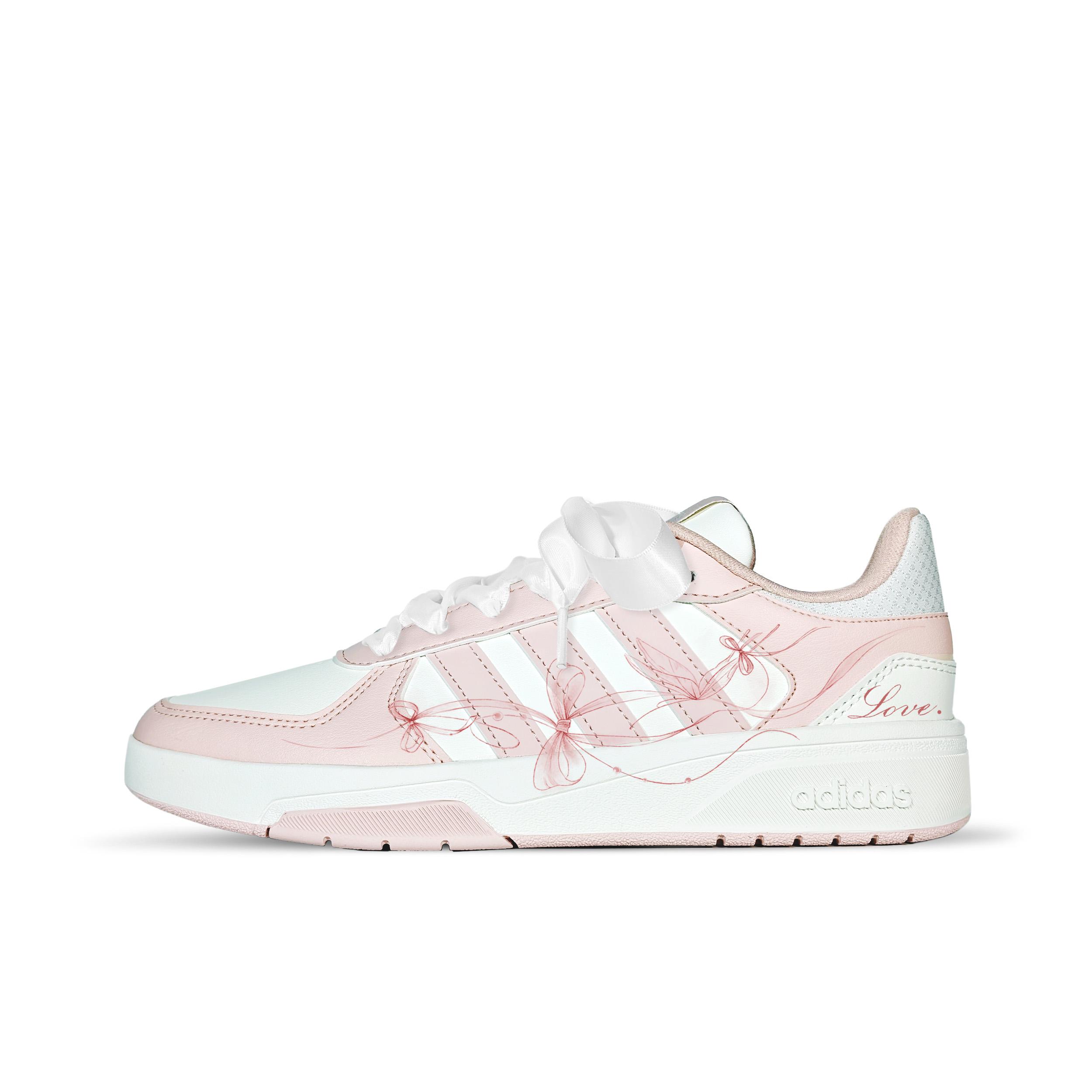Adidas COURTBEAT Breeze Flutter Synthetic Leather Low top Skateboard Shoes Unisex Pink White KI6785(Team-831) 36⅔