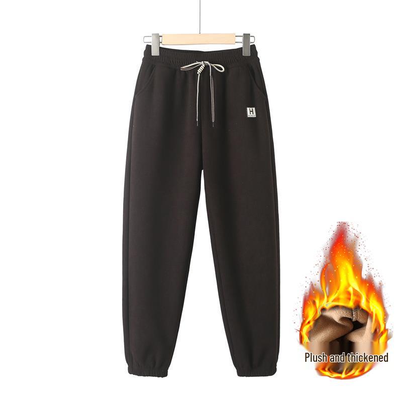 Mom's High-Waisted Tapered Pants - Plus Velvet, Midweight, Casual, Spring-Fall, Winter Wear