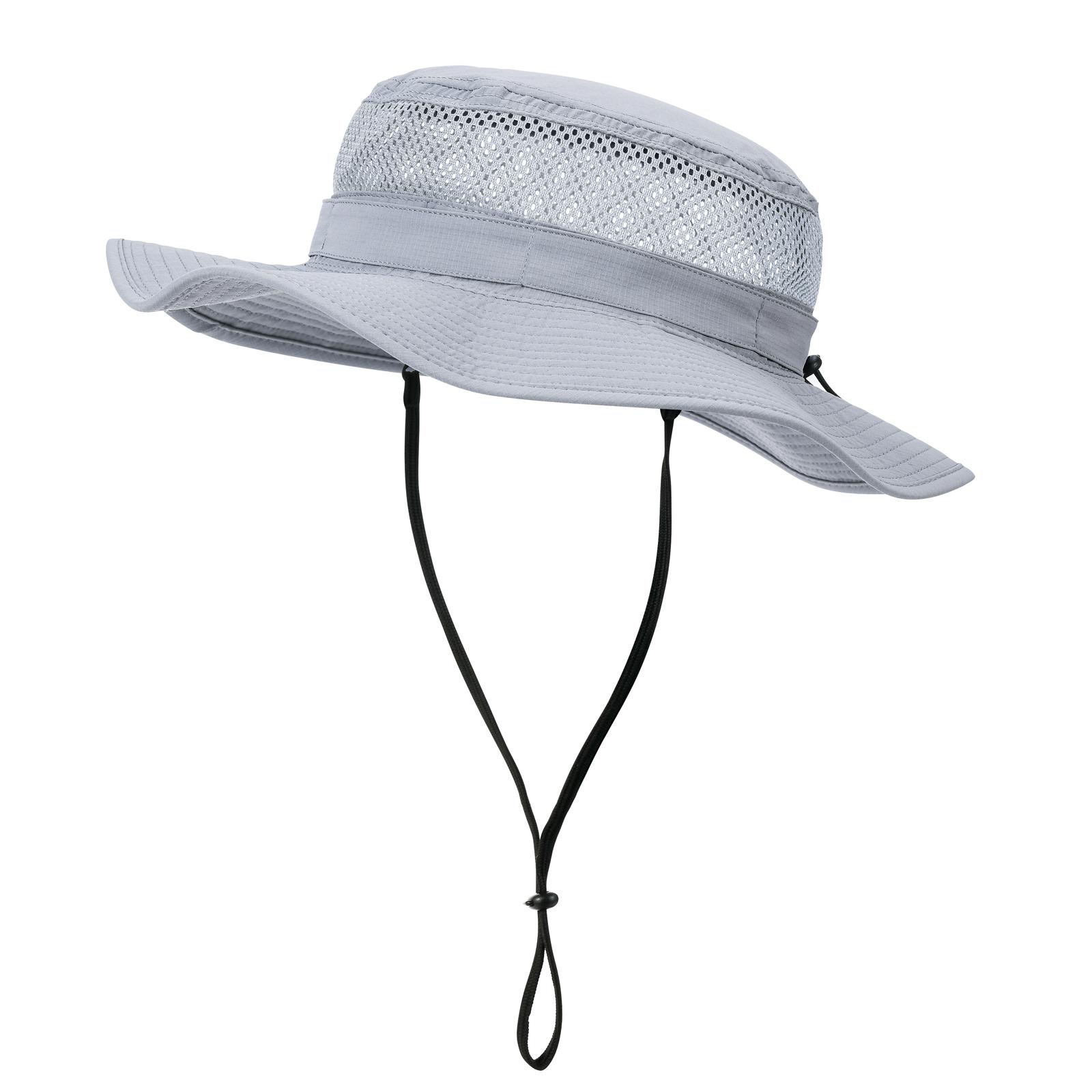 JANGOUL Men Outdoor Mesh Sun Hat Wide Brim Sun Protection Hat Fishing Hiking Hat 58CM