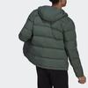adidas FW22 Solid Color Logo Print Down Jacket Winter Men Outerwear Green HG8749