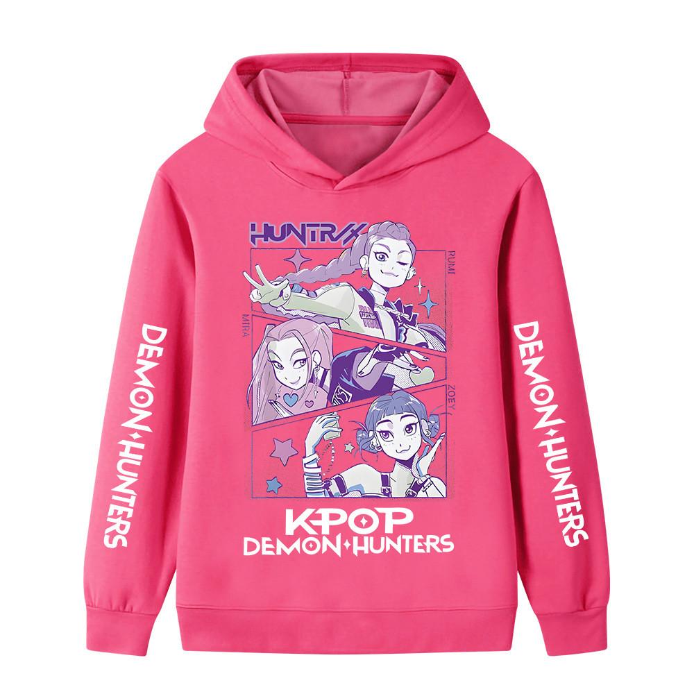 B1198XX Kids Boys Girls Kpop Rumi Zoey Mira Huntrix Print Long Sleeves Hoodie