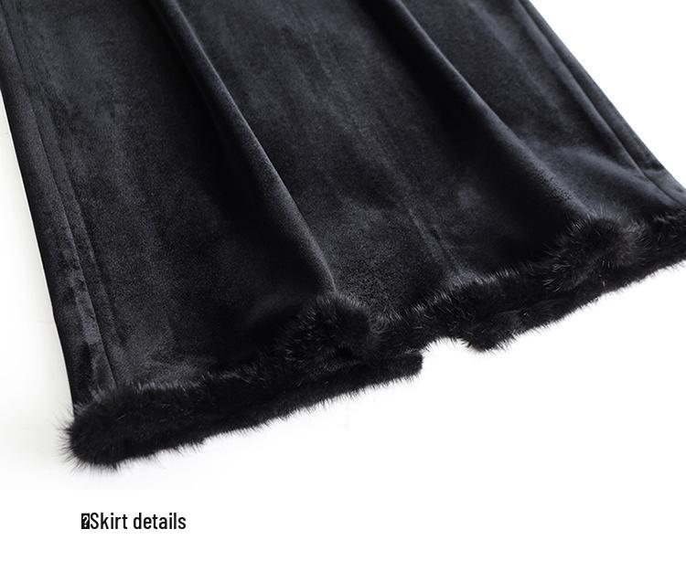 Velvet High-Waist Slit Pencil Skirt - 2025 Winter Collection