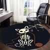 1pc Cat Skeleton Office Round Area Rug,  Mat Suitable For Office, Under Office Chairs Bedroom Living Room Home Decor, Room Deco