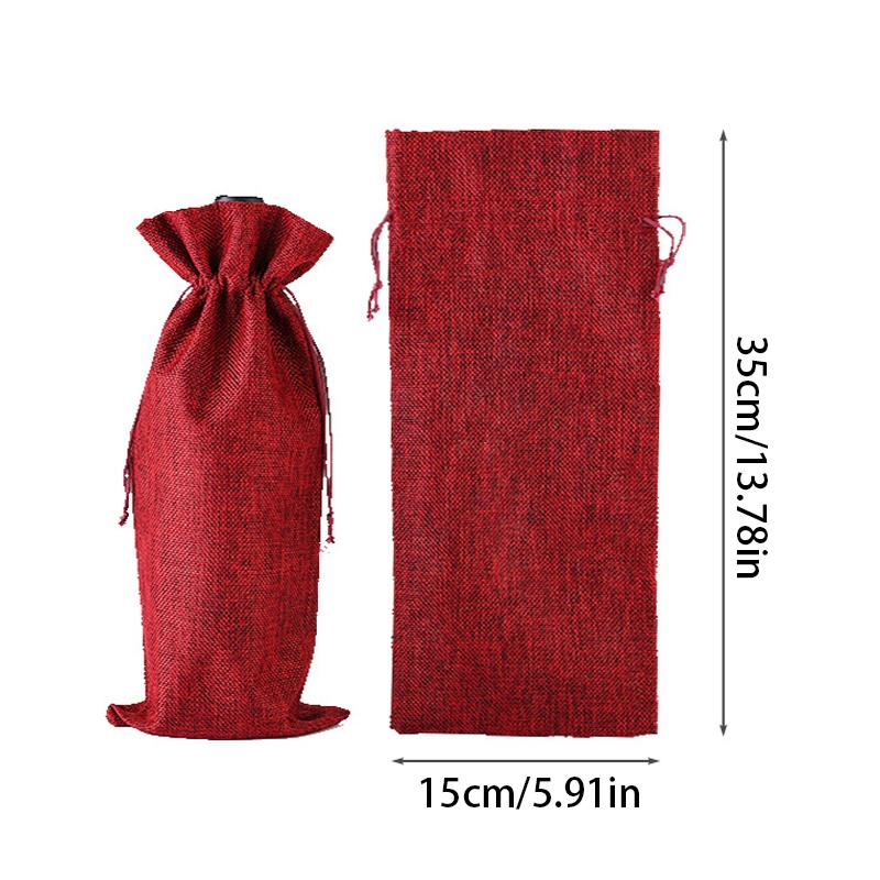 Wine Bottle Covers Gift Bag Reusable Burlap Drawstring Wine Bottle Covers Red Wine Champagne Pouch Christmas Gift Package Bags