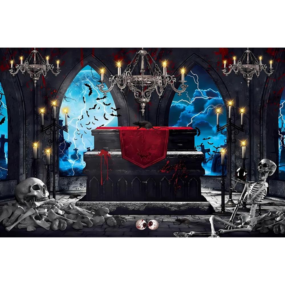 1pc Horro Halloween Party Backdrop Evil Witch Pumpkin Bats Moon Durable Banner for Halloween Themed Party Background Decoration