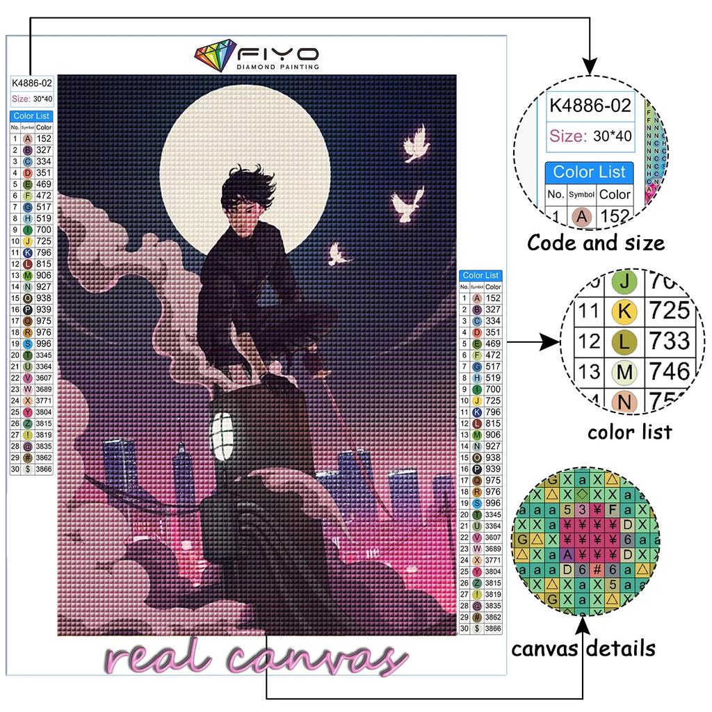 Ricamo a Diamante Stile Giapponese Illustrazione 5D Fai da Te Pittura con Diamanti Punto Croce Strass