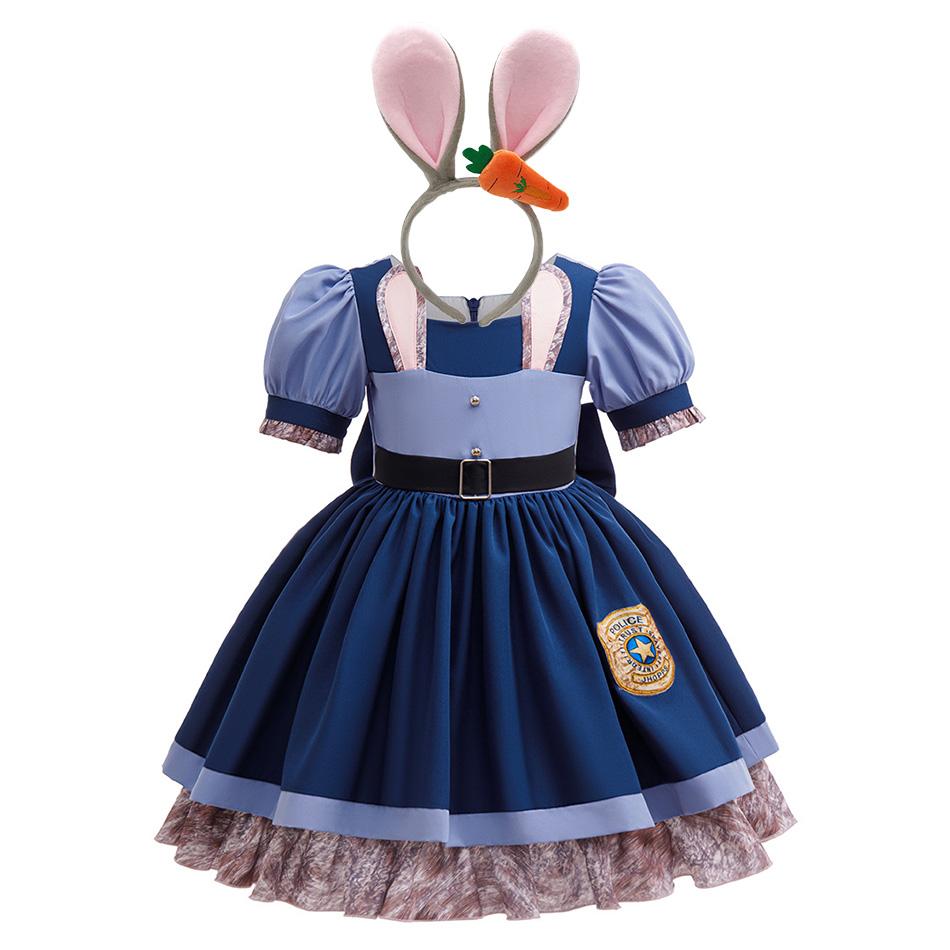 Costume Judy Hopps di Zootropolis 2 per Bambine Bambini Uniforme da Poliziotta Coniglietta con Cintura per Halloween Cosplay Carnevale Compleanno