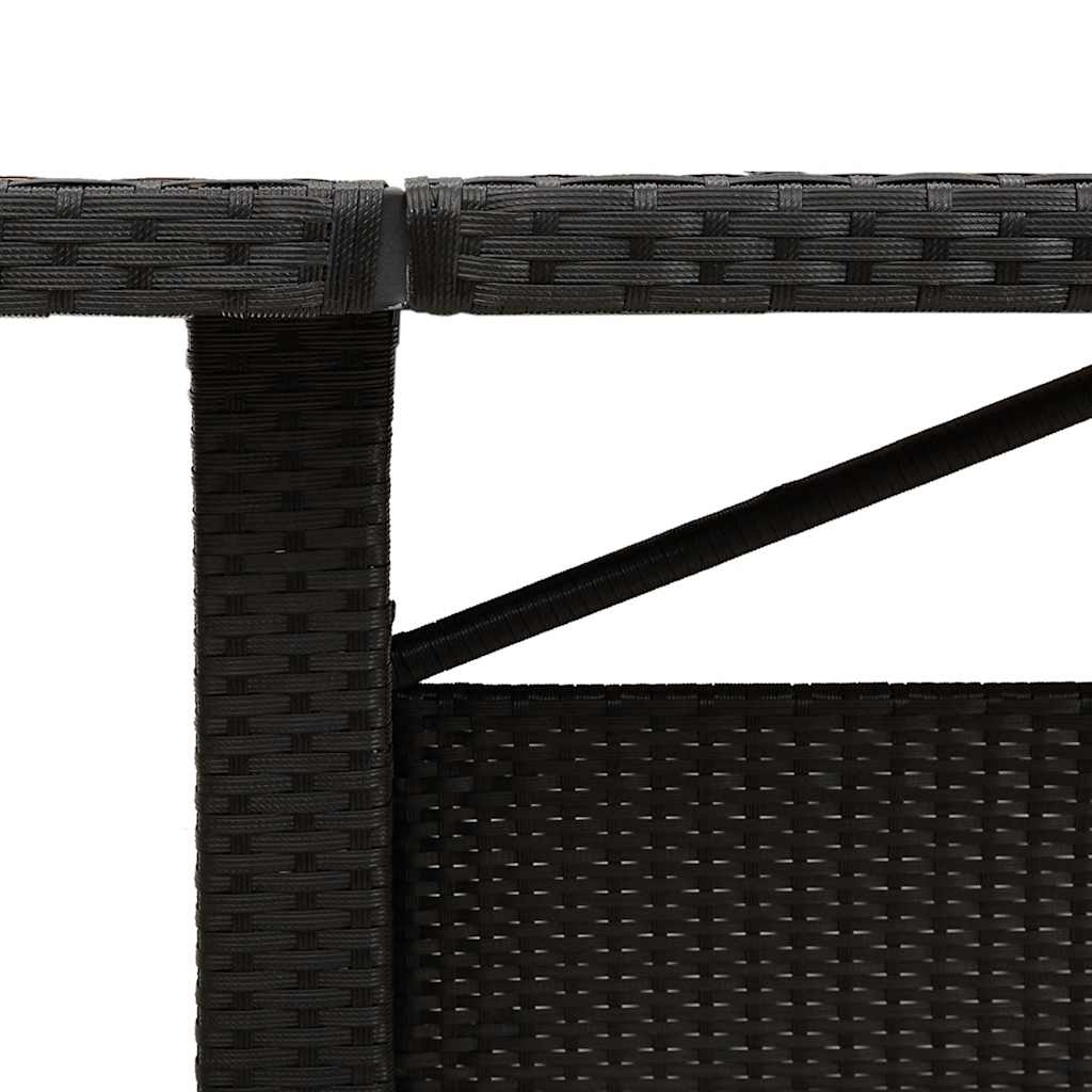 Vidaxl Stół Ogrodowy Ze Szklanym Blatem, Czarny, 240X90X75Cm Rattan Pe