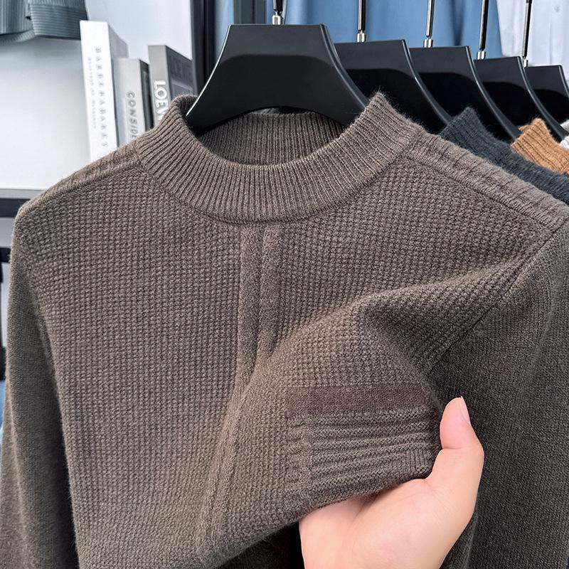 Men s Winter Wool Sweater, Long Sleeve Half-High Collar Knitwear for Mid-Age & Youth M