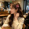 6Pcs Girl Hairpins Baking Paint Process No Peeling Stable Grip Metal Clip Base Hair Pins Star Heart Bowknot Decor Candy Color Hair Clips