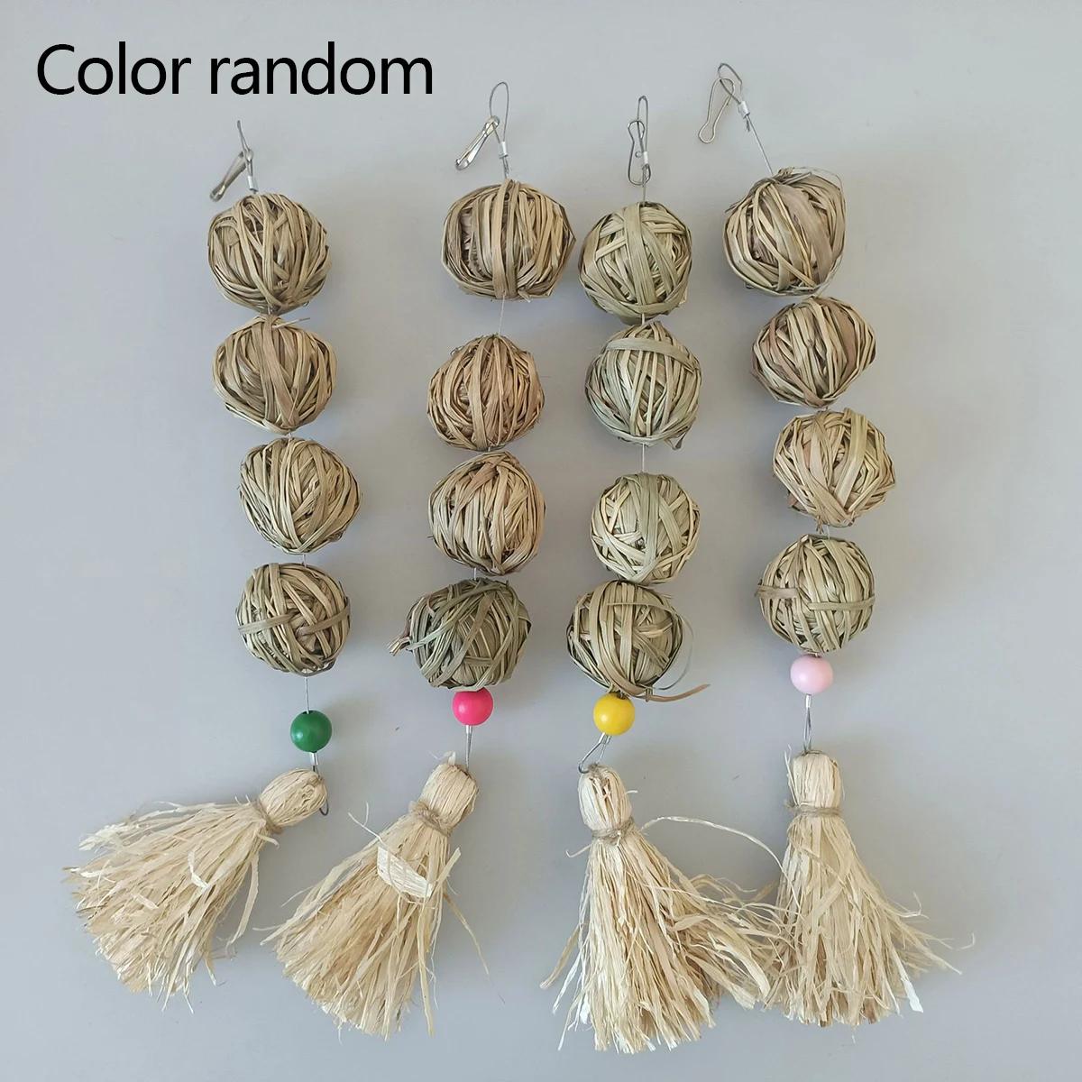 

1pc - Natural Woven Grass Ball Toy For Pets - Ideal For Rabbits,Small Animals - Durable Chew And Play Accessory бежевий