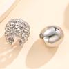 Exaggerated Metal Wide Clip Earrings Set For Women Simple Silver Color C-Shaped Half Circle Beaded Ear Cuff Jewelry Gift