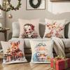 Christmas Cute Family Decorations Pillow Case Silky Short Plush With Invisible Zipper Dustproof Sofa Cushion Cover