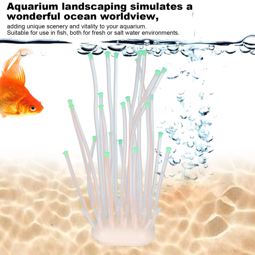 Artificial Coral Silicone Fluorescent Simulation Aquarium Fish   2‑Color Tube Decoration