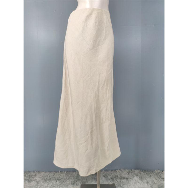 

Foreign Trade Order H High Waist Slimming Summer Refreshing Linen Fabric A Word Personality Trendy Luxury Skirt Small Perspective Skirt Rice apricot M