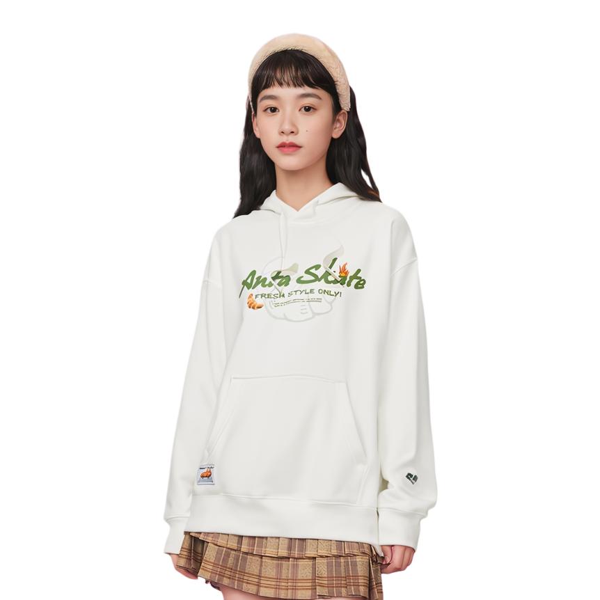 Anta Comfortable Casual Versatile Hoodie Unisex hoodies Ivory 172448703N-1